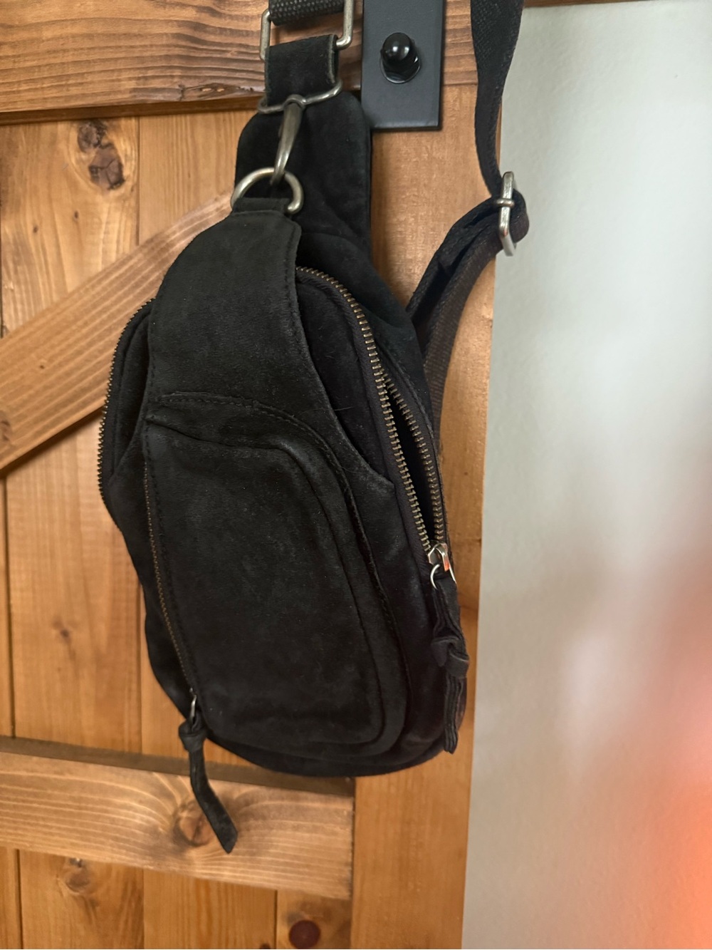 Free People Hudson Black Suede Sling Bag
